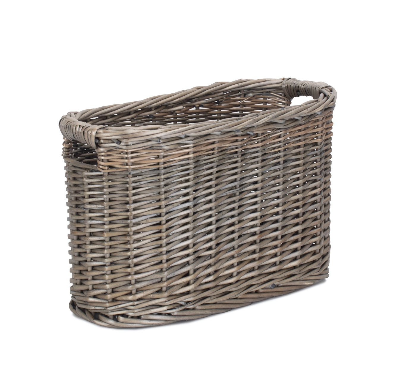 Harrow oval slim basket. Ideal Toilet roll storage or for throws beside the sofa from The White Lighthouse Furniture. New England, country, coastal, farmhouse city and whie home interiors. Hallway, Bedroom , Bathroom and living room