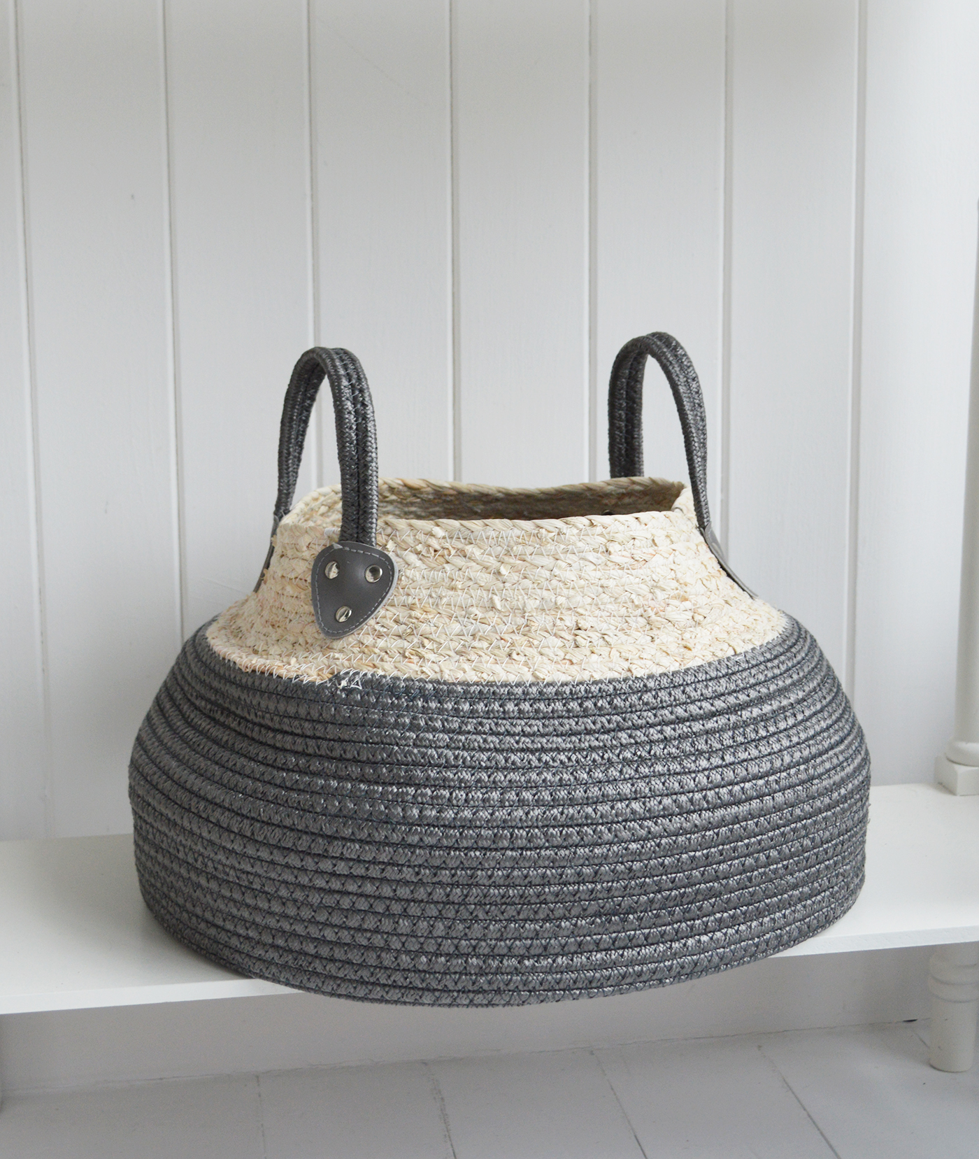 Rockland basket toys and everyday storage from The White Lighthouse Furniture and Home Interiors for New England, country, farmhouse, coastal and city homes for hallway, living room, bedroom and bathroom