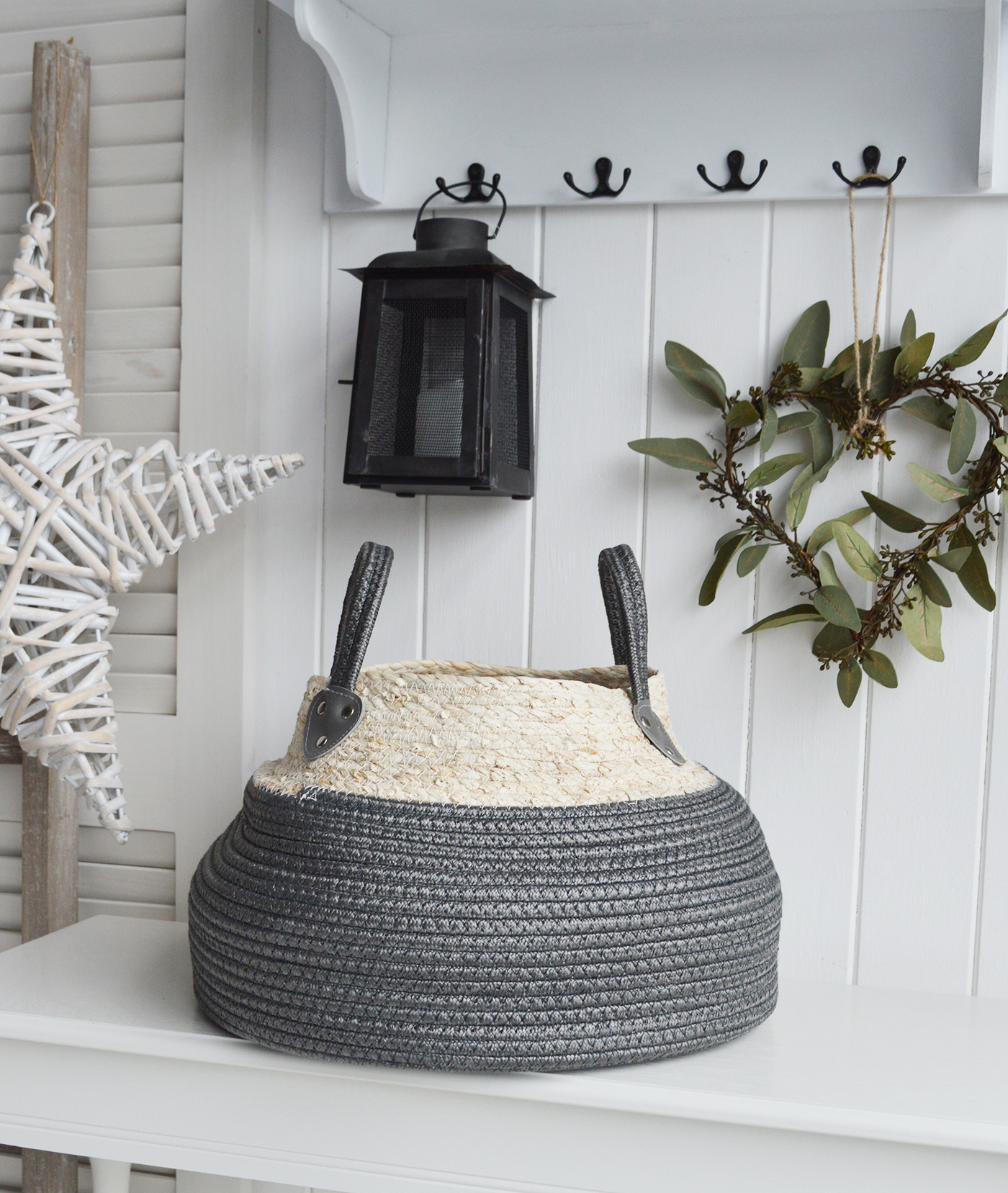 Rockland basket toys and everyday storage from The White Lighthouse Furniture and Home Interiors for New England, country, farmhouse, coastal and city homes for hallway, living room, bedroom and bathroom