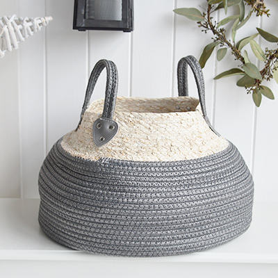 Rockland basket toys and everyday storage from The White Lighthouse Furniture and Home Interiors for New England, country, farmhouse, coastal and city homes for hallway, living room, bedroom and bathroom