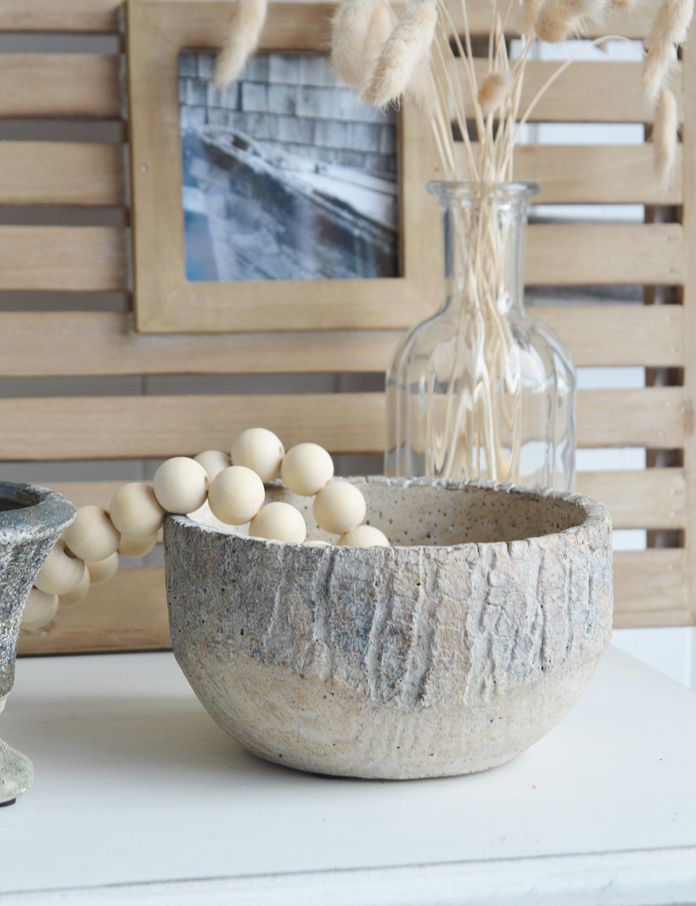 Milford Stone Bowl for New England, city Country and coastal home interior decor