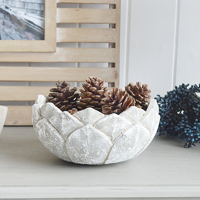 White Furniture and accessories for the home. Milford Bowl for New England, city Country and coastal home interior decor
