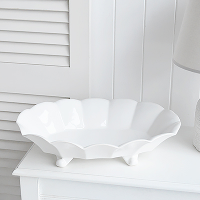 White Furniture and accessories for the home. Hyannis White Ceramic Bowlfor New England, farmhouse,  Country and coastal homes and interior decor