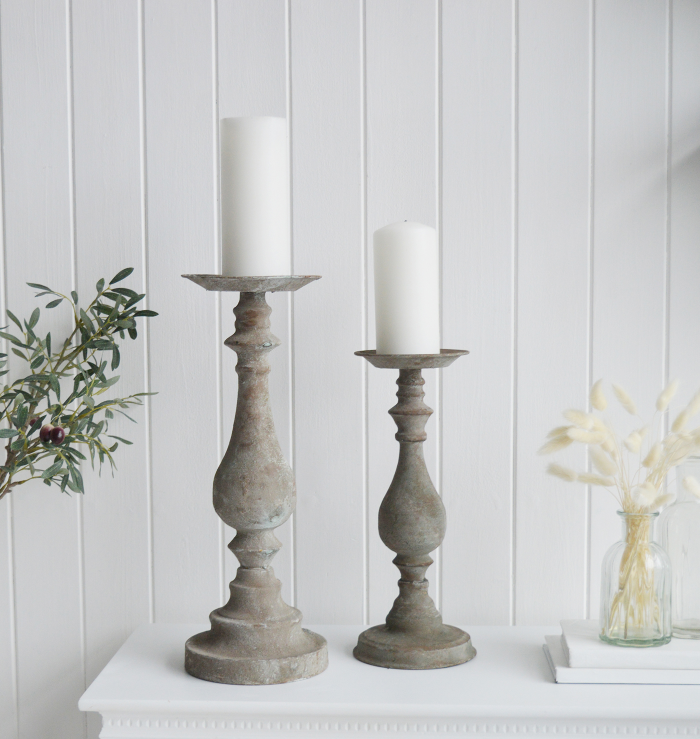 Rowley Rustic Candle Holders - The White Lighthouse New England Coastal Farmhouse and Country Home Furniture and Decor Accesories