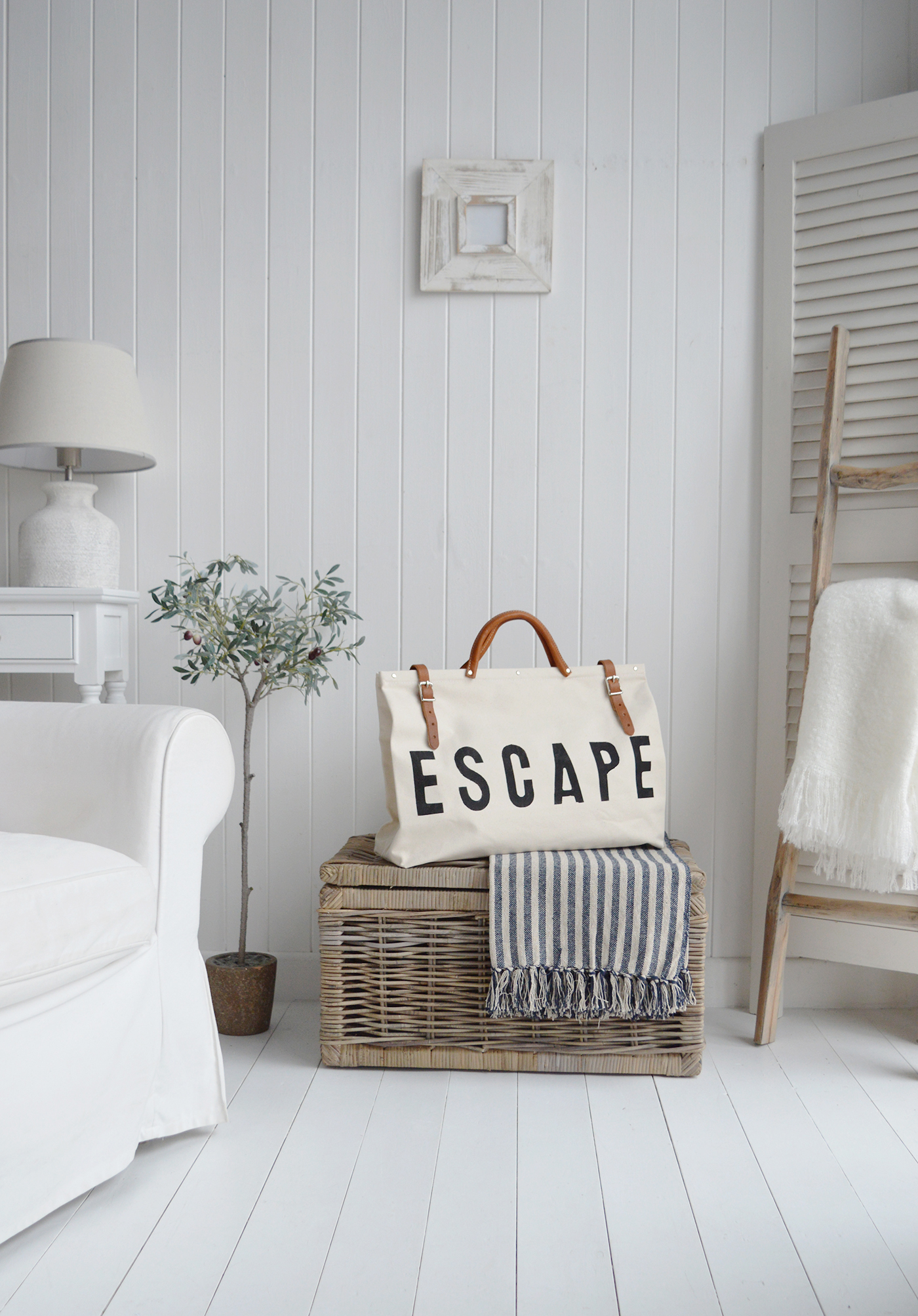 Escape Canvas bag - New England Lifestyle ... perfect for styling Coastal , country and modern farmhouse homes and interiors