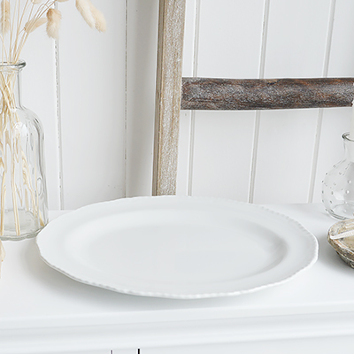 White Ceramic Pieces for New England White Interiors for coastal, country and modern farmhouse home interiors from The White Lighthouse - White Platter Plate