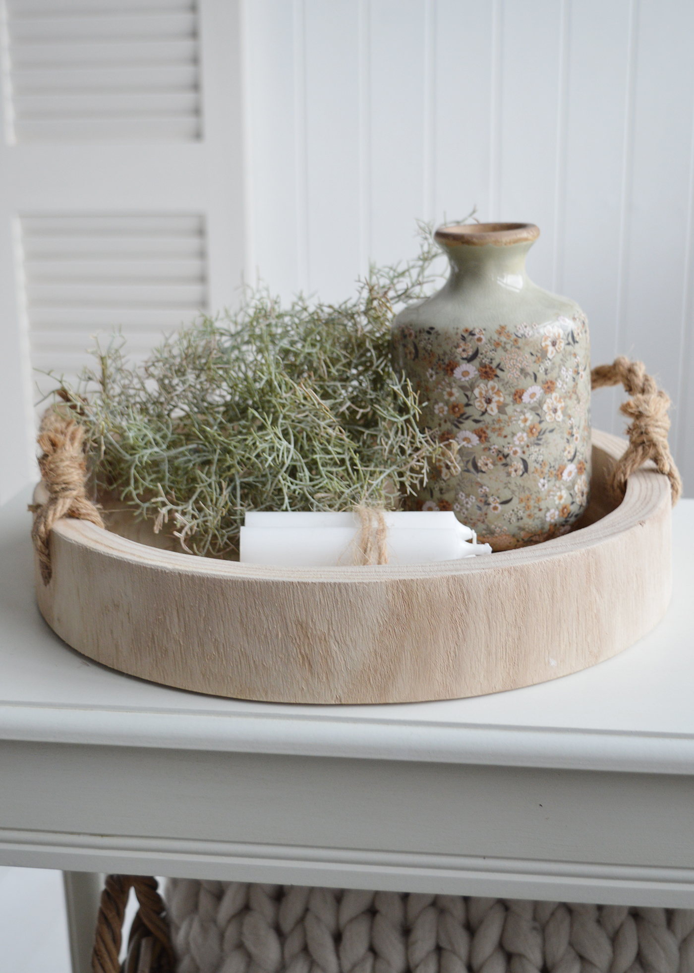 Whether placed on a coffee table, kitchen counter, or dining space, this versatile Chadwick wooden tray adds warmth and character to any setting.