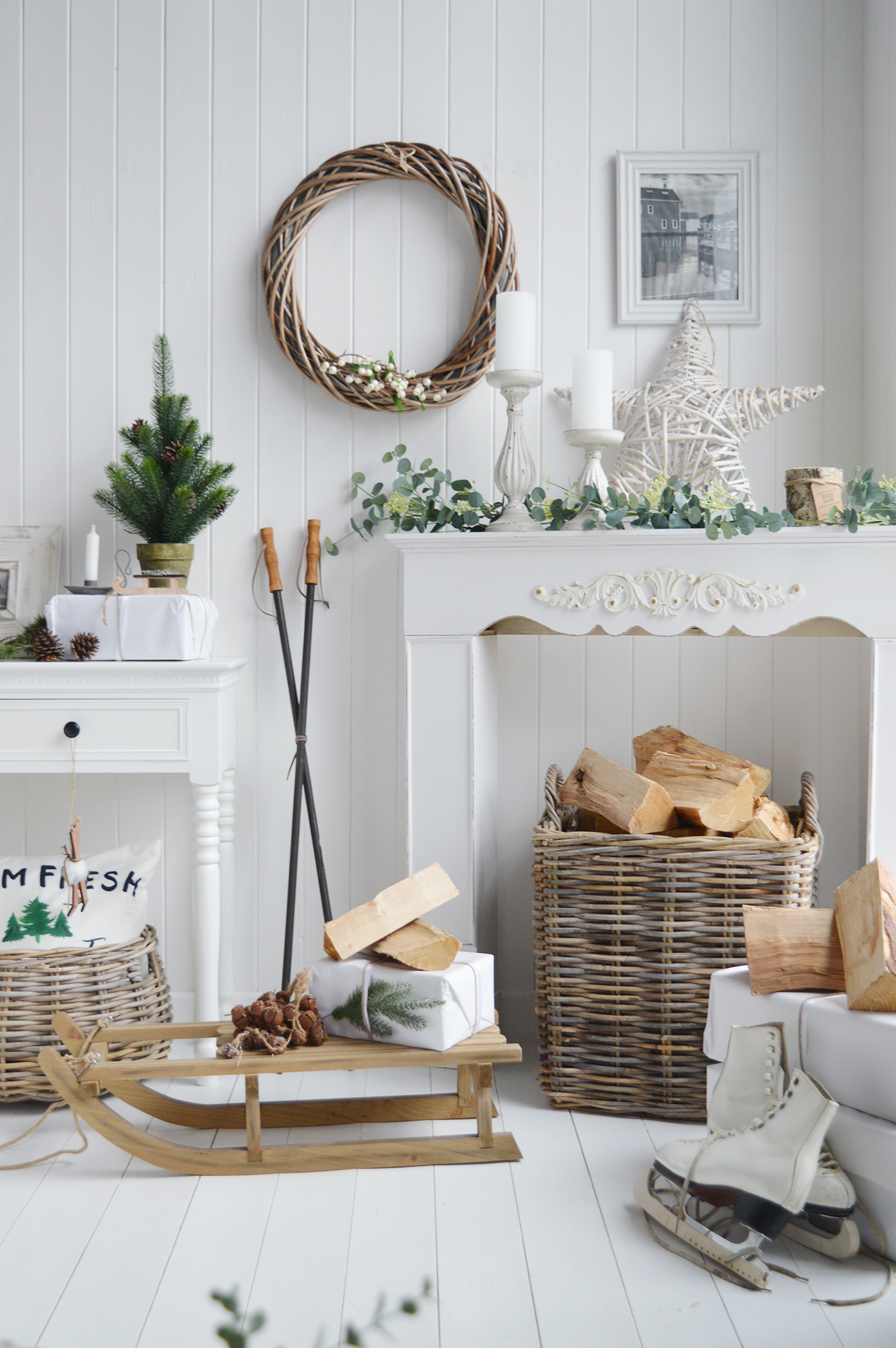 New England Ski Lodge style Christmas Decor for modern farmhouse and country homes and interiors