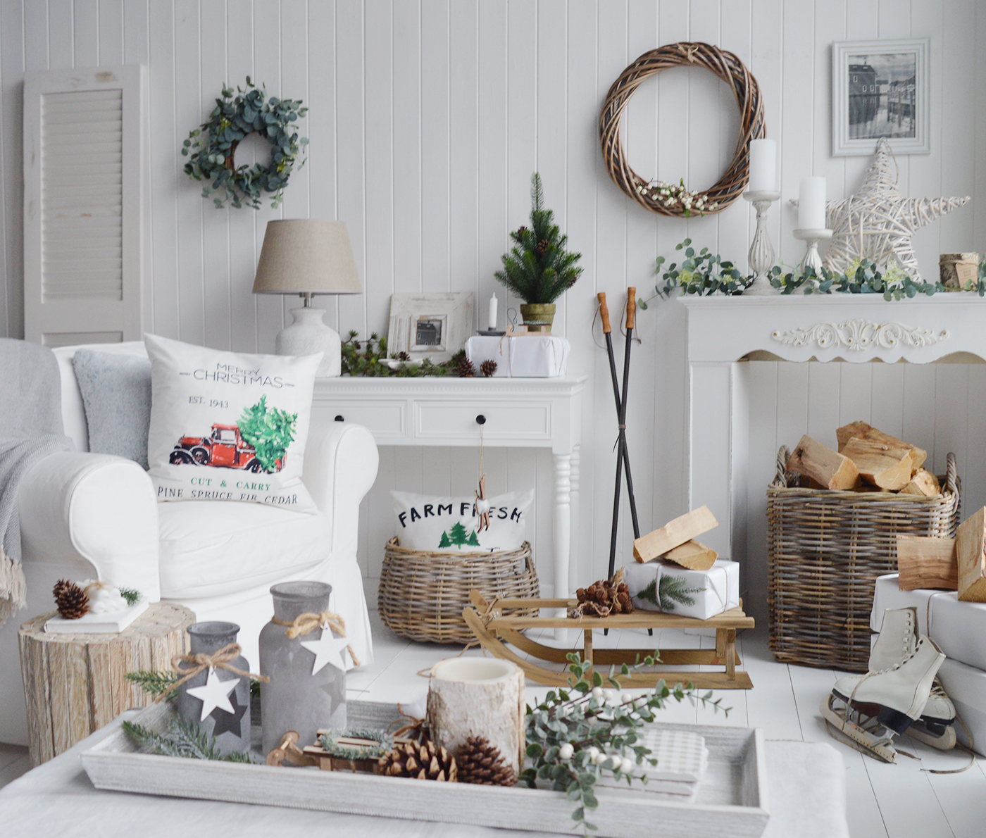 New England Ski Lodge style Christmas Decor for modern farmhouse and country homes and interiors