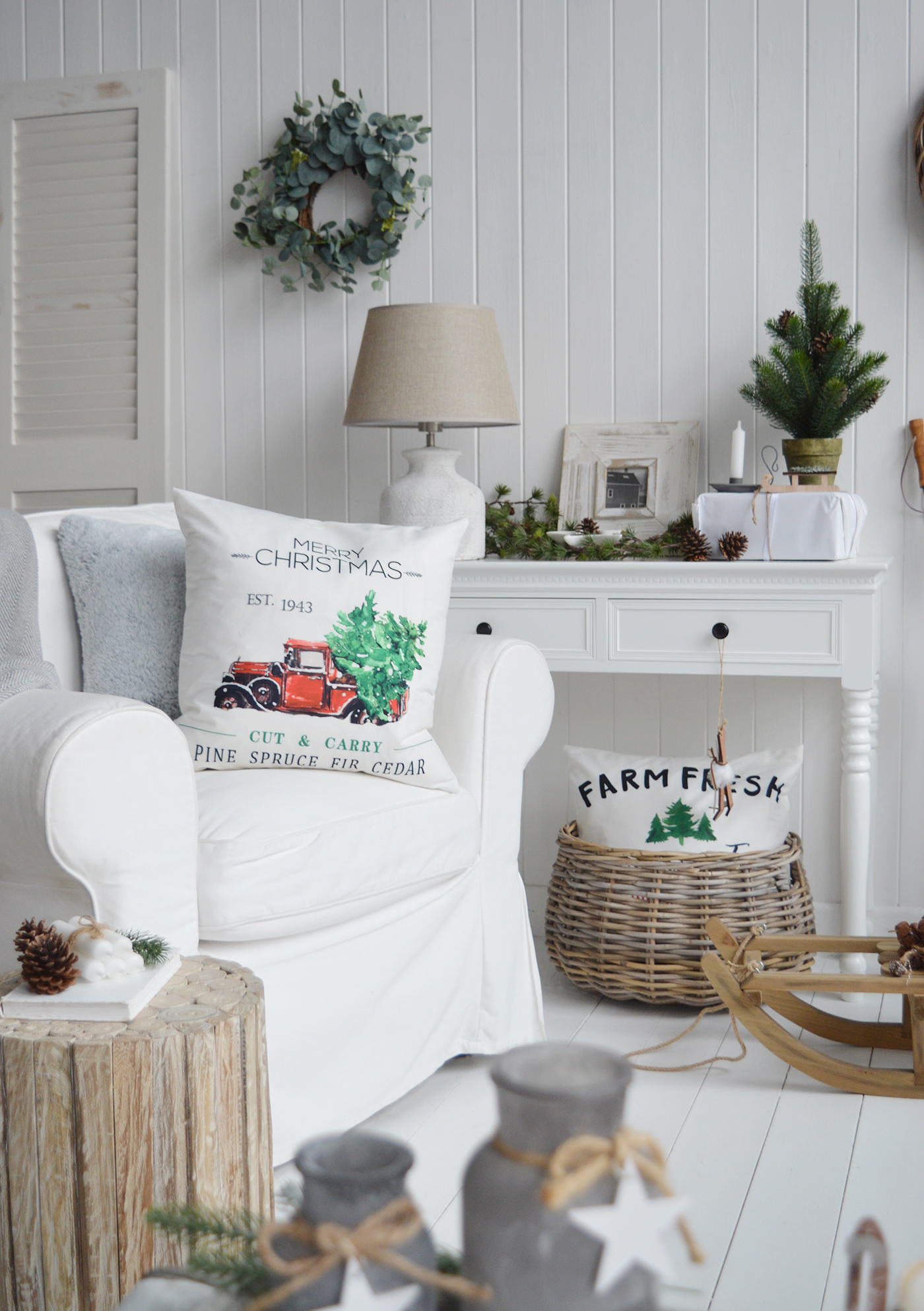 New England Ski Lodge style Christmas Decor for modern farmhouse and country homes and interiors