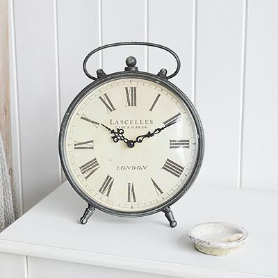 Large Round Mantel Clock, for New England interiors and furniture for coastal, country cottage and city homes from The White Lighthouse Furniture