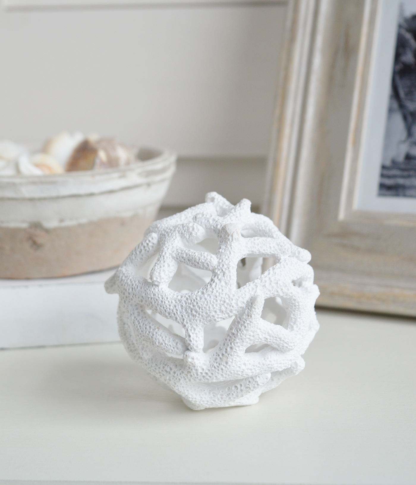 Faux white resin coral ball