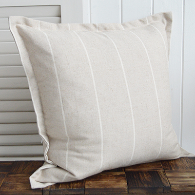 Rhode Island Striped Cushion Covers Linen Blends - New England, Hamptons, Modern Farmhouse and coastal cushions and interiors - linen grey pinstripe 