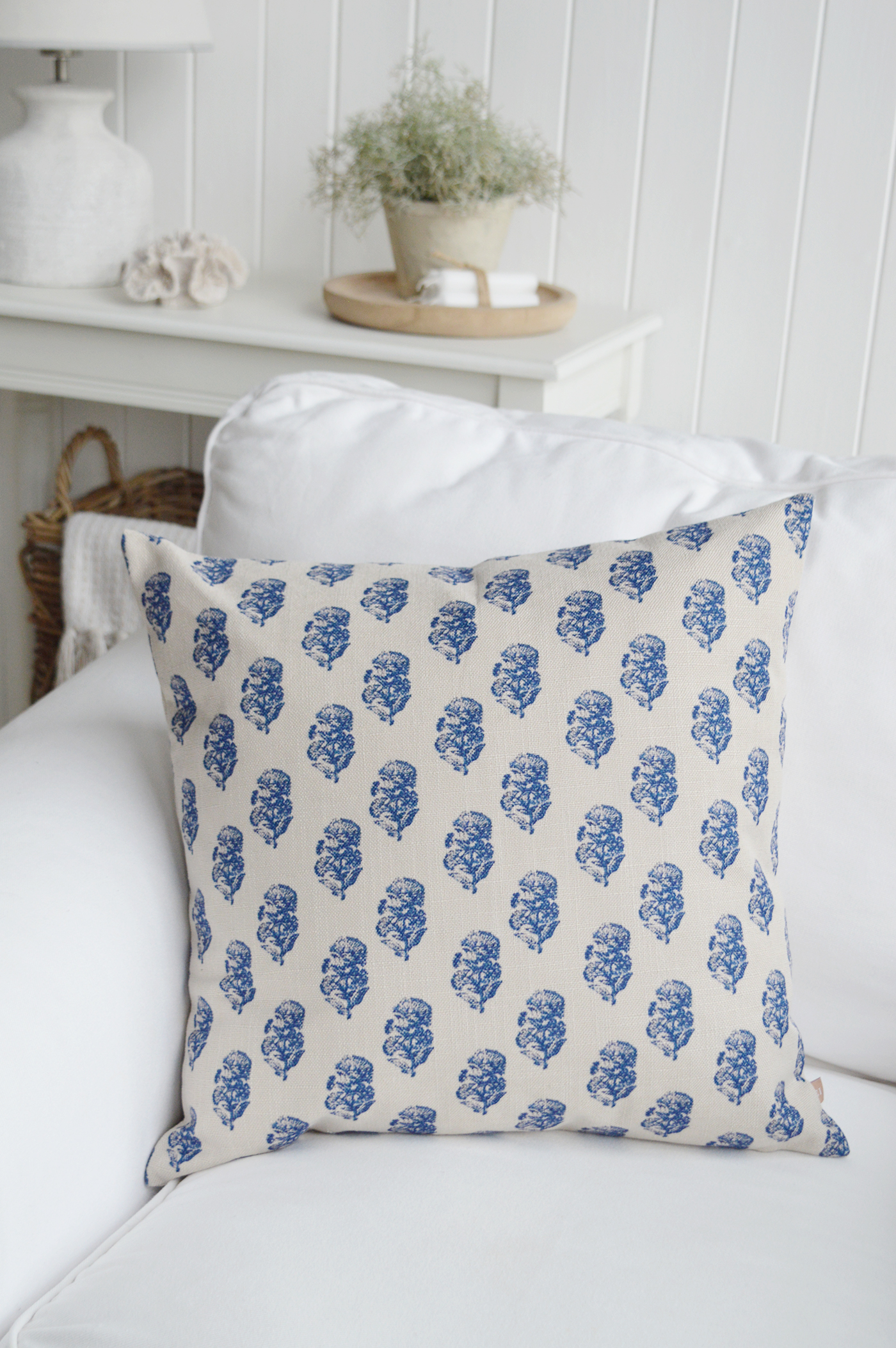 Bailey Island blue and white coastal cushion