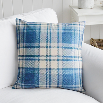 The Ashford Cushion Cover features a classic blue plaid print that brings timeless New England style to your home. Printed on a beautifully soft-touch fabric, this coastal cushion combines comfort with effortless style.