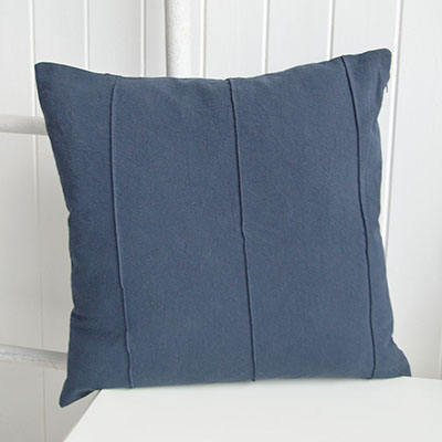 Layer the Navy Marlow Cushion Cover with soft blue florals and natural textures to create a timeless coastal interiors look, perfect for Hamptons interiors, New England interiors and elegant coastal furniture styling with a calm, relaxed and luxurious feel.