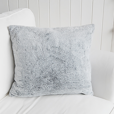  Luxurious soft grey faux fur cushion cover - Just perfect for our New England styled interiors for coastal, city and country homes in a simple but gorgeous style