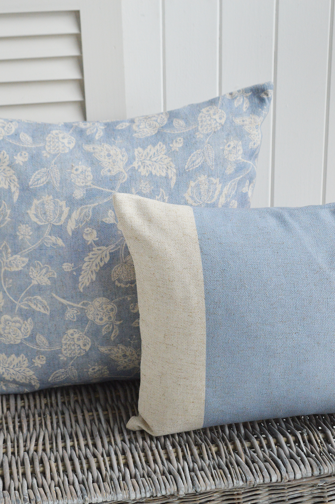 Meredith New England vintage style cushions for modern country farmhouse and coastal furniture and interiors
