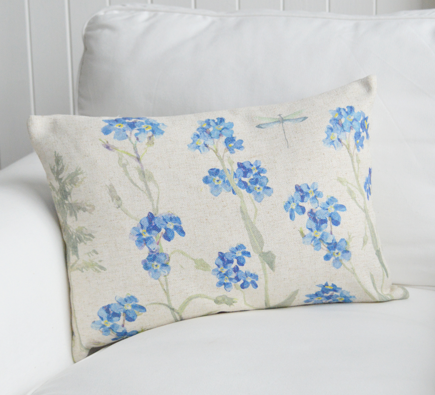 Nantucket floral style cushions for New England  country farmhouse and coastal furniture and interiors