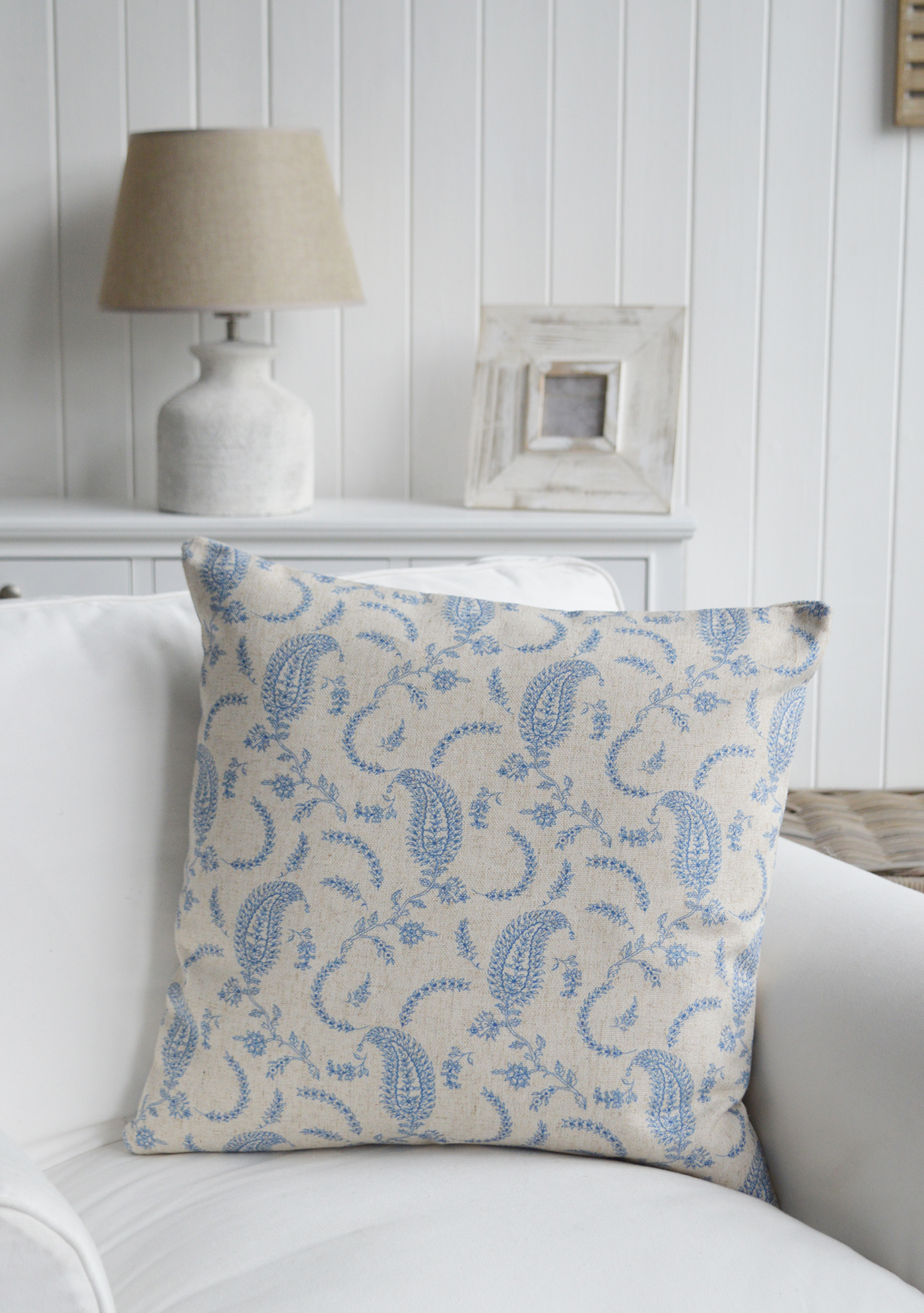 New England style furniture and home interiors for coastal, country and farmhouse interior design - Range of cushions - Piermont