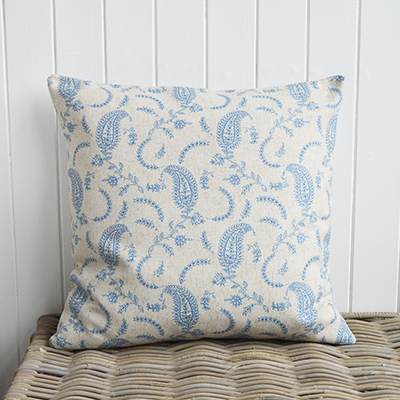 Piermont Vintage style blue cushion - New England country and coastal cushions and interiors