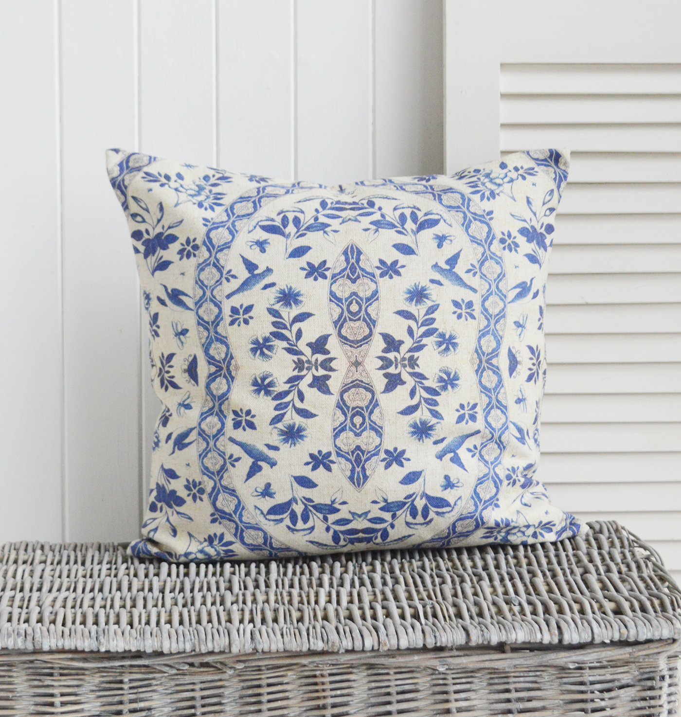 Williston navy vintage style cushions for New England  country farmhouse and coastal furniture and interiors