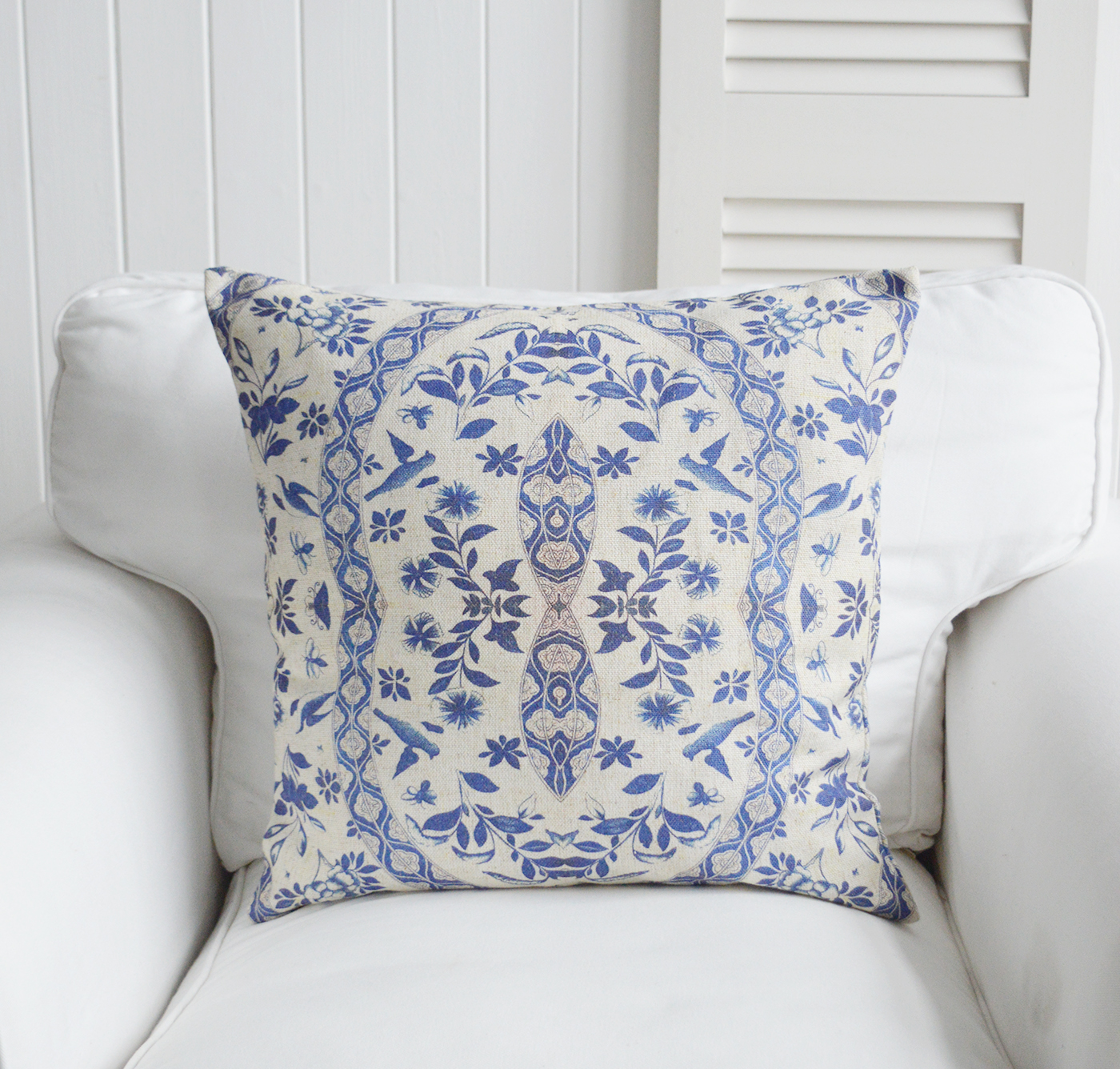 Williston navy vintage style cushions for New England  country farmhouse and coastal furniture and interiors