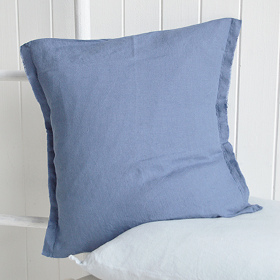 New England cushions and soft furnishings. Hamilton 100% Linen Cushion Covers for coastal, beach house and modern farmhouse interiors - Navy