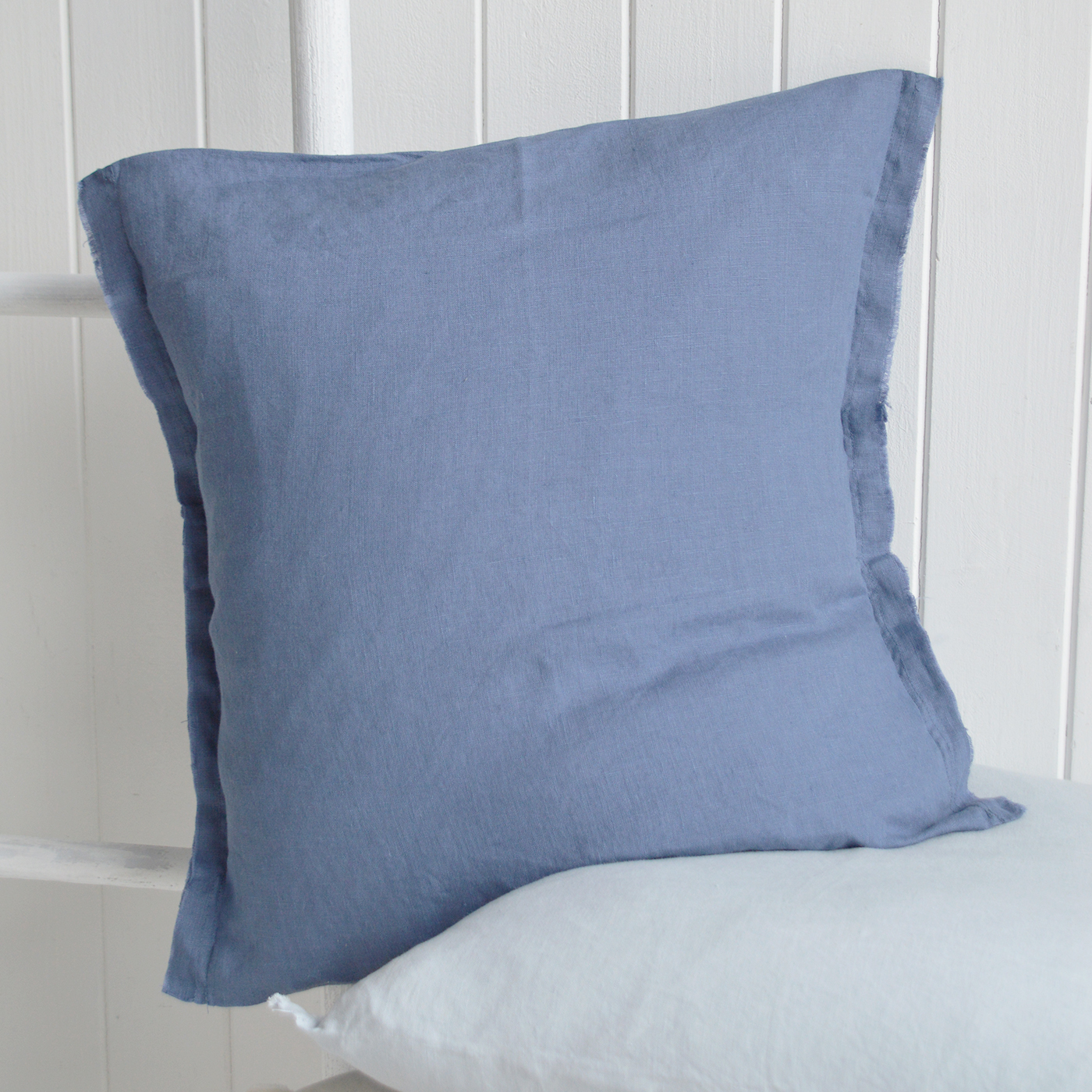  New England cushions and soft furnishings. Hamilton 100% Linen Cushion Covers for coastal, beach house and modern farmhouse interiors - navy