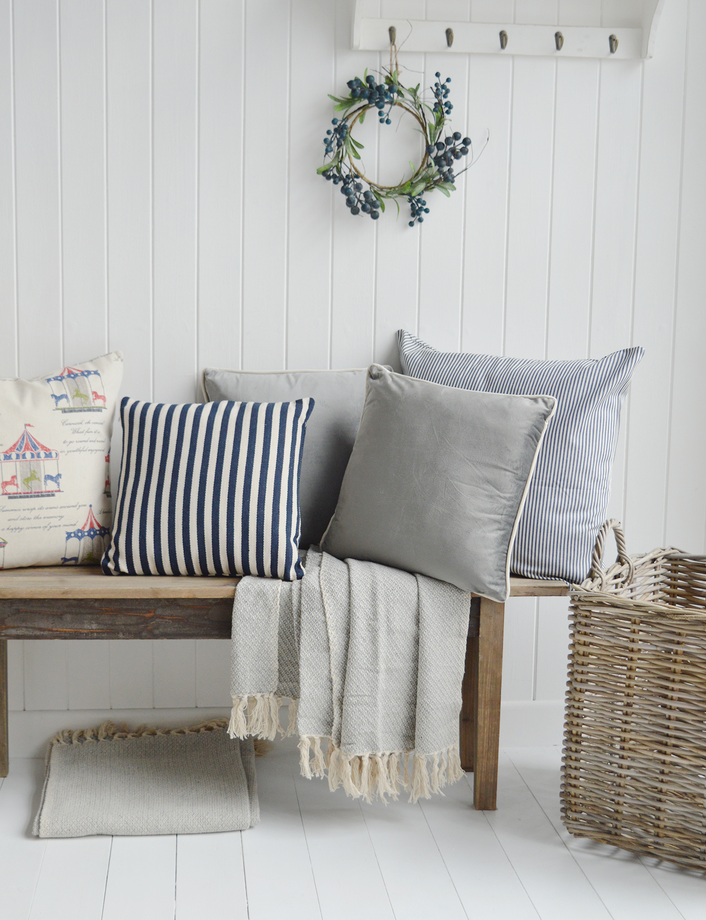 New England style cushions for home interior design