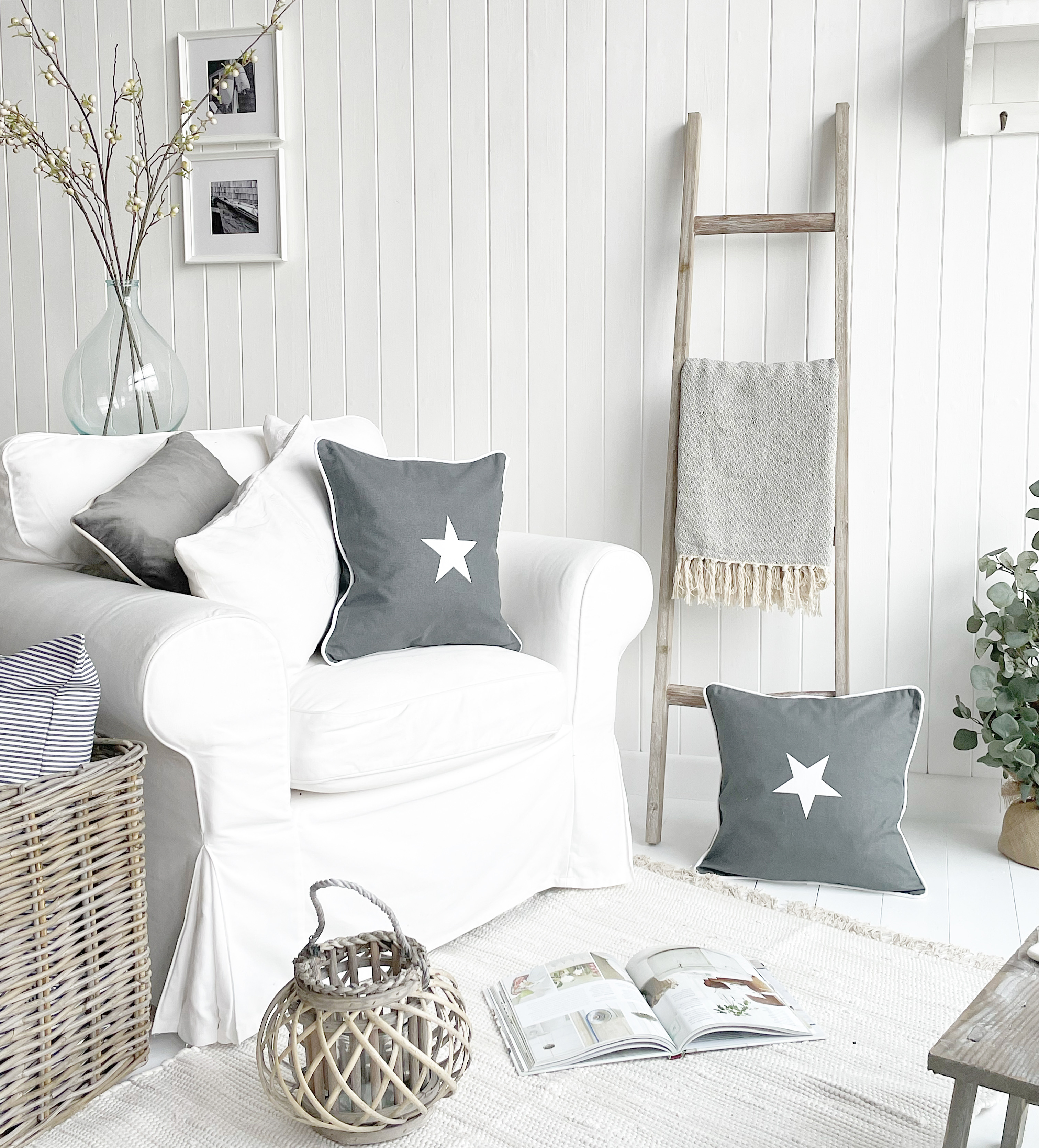 Grey Star Cushions for New England style homes