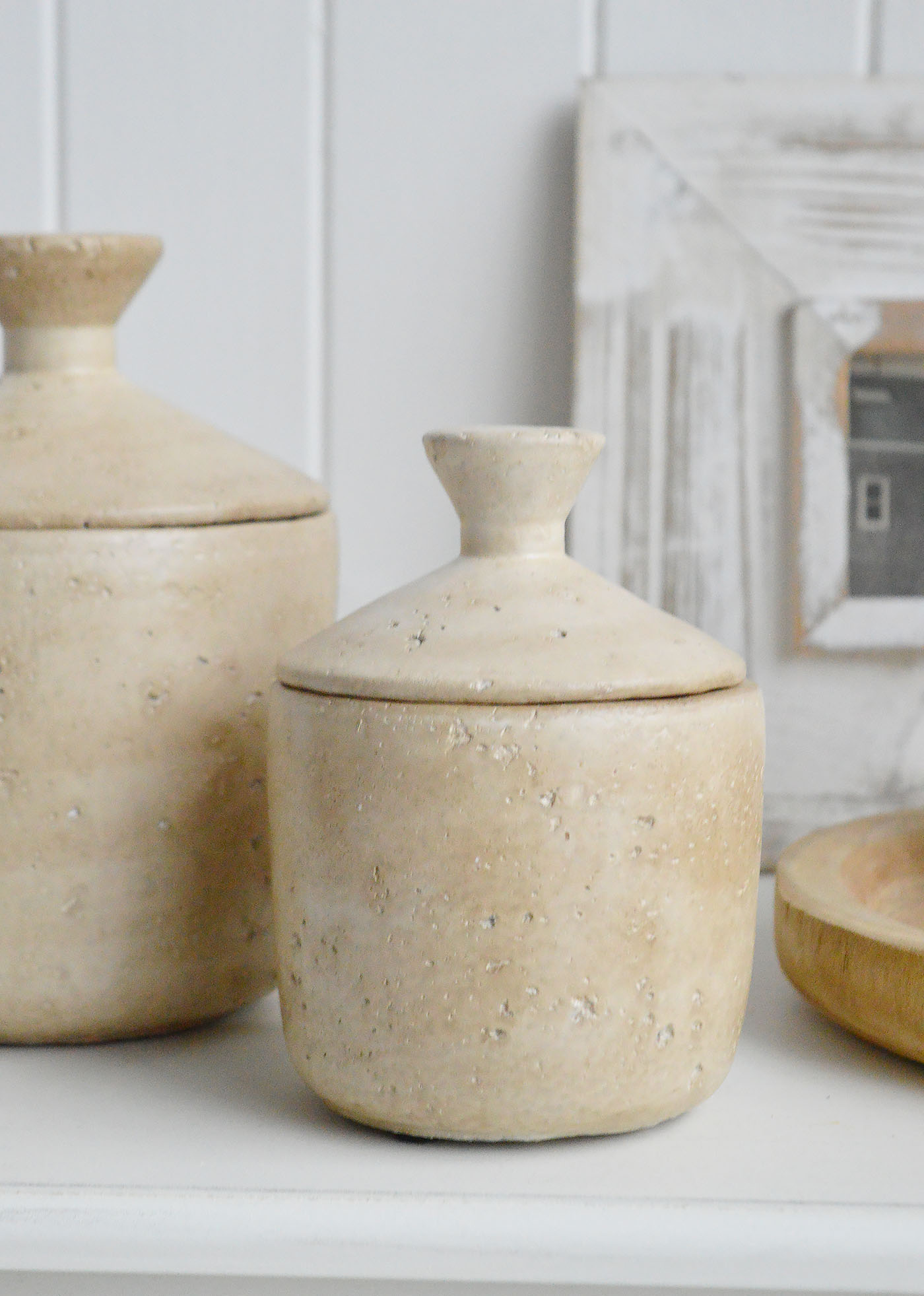 The Hearthstone limestone jars are ideal for styling in coastal inspired homes, New England interiors and neutral decorative displays, bringing warmth, texture and understated elegance to any space.
