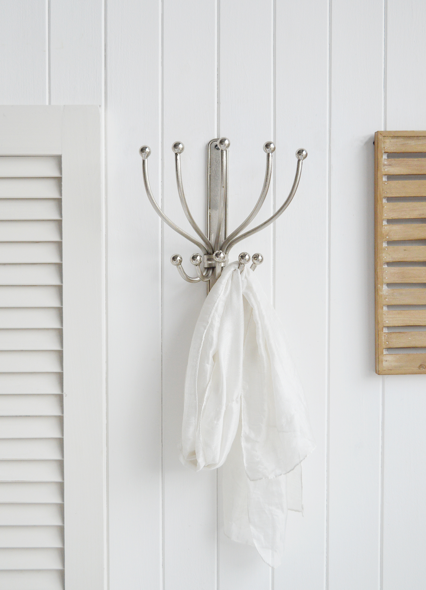 Silver Coat Rack - New England Hallway Furniture for coastal, country and modern farmhouse styled homes and interiors