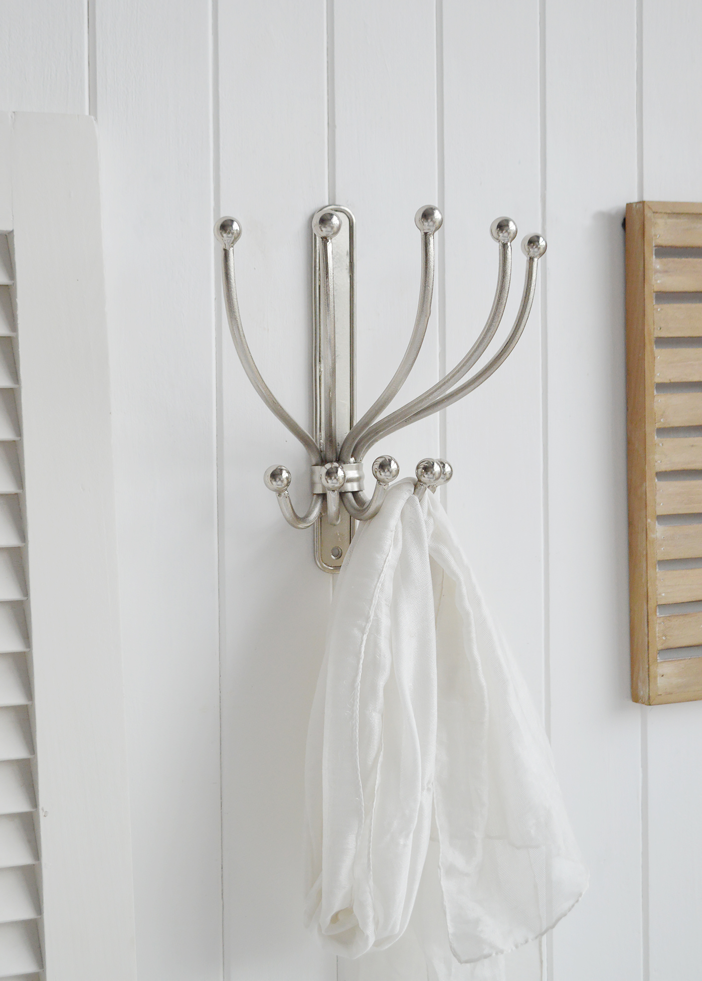 Silver Coat Rack - New England Hallway Furniture for coastal, country and modern farmhouse styled homes and interiors