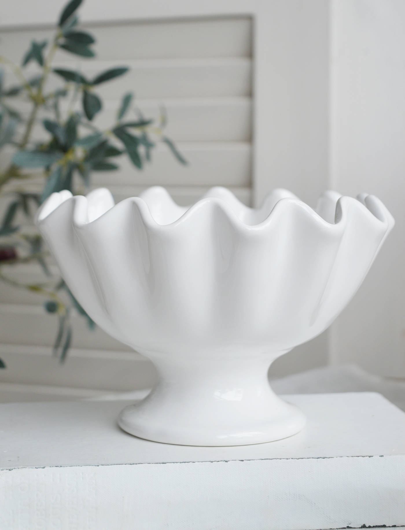 White Ceramics Range , Hyannis White Ceramic Bowl for New England, farmhouse,  Country and coastal homes and interior decor