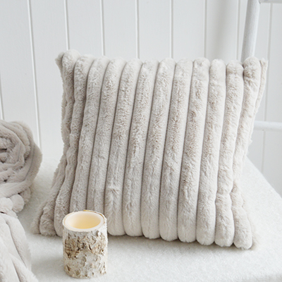 Luxury Faux Fur Throw  and Cushions - Luxurious Hamptons style interiors