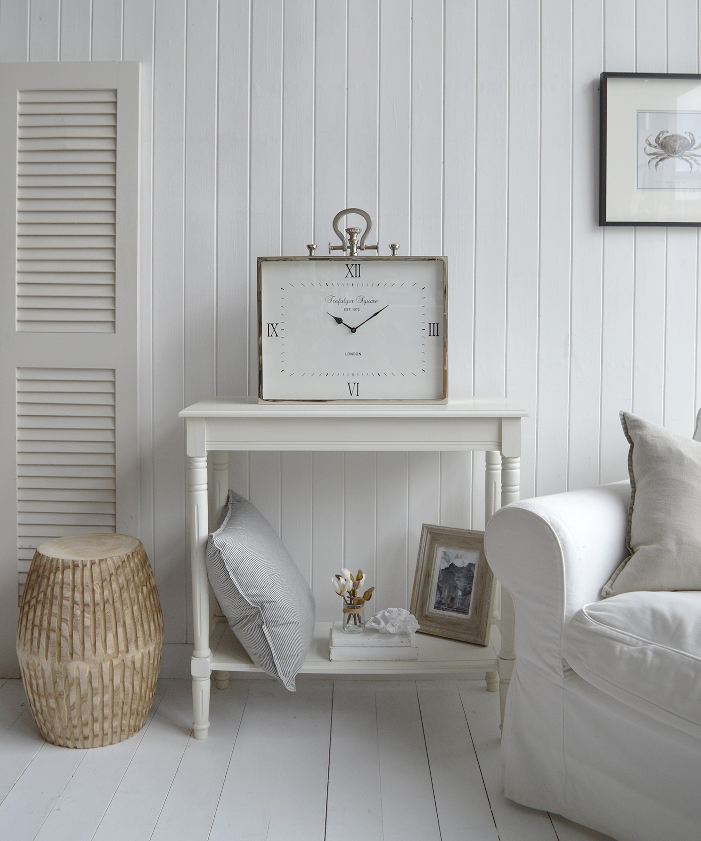 The Kensington large statement silver mantel clock for luxurious Hamptons inspired homes and interiors
