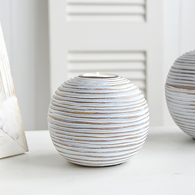 White Wash Candle Holder and Jar - New England Coastal, Country and Modern Farmhouse Interiors