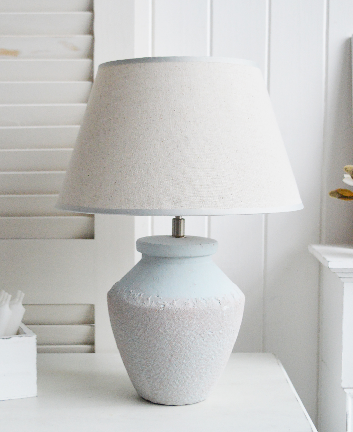 The Bar Harbor lamp - New England Style table stone lamps to complement country, coastal and city furniture and home interiors from The White Lighthouse Furniture