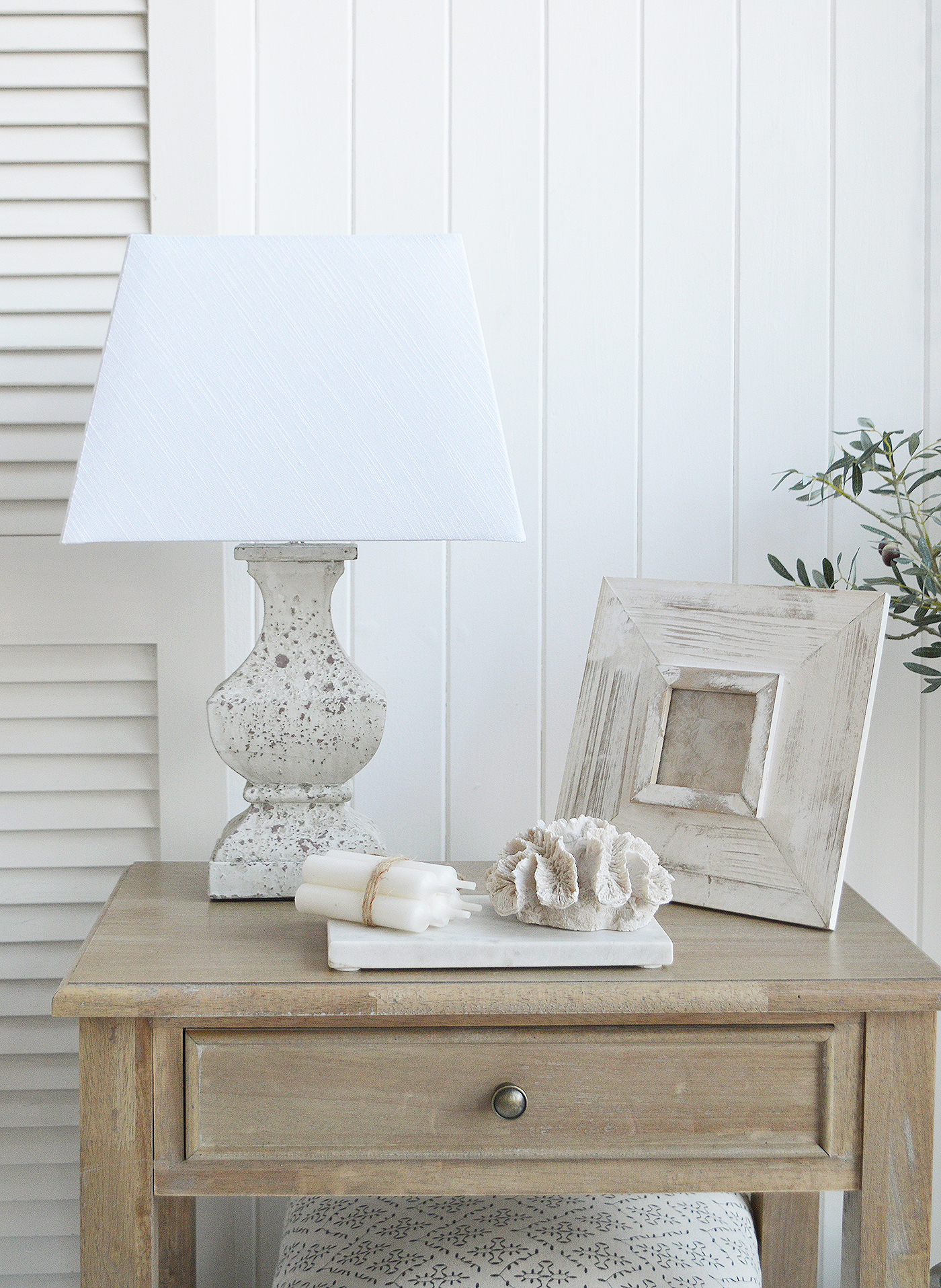 White Rustic New England Style table lamp for coastal, modern country and farmhouse homes and interiors from The White Lighthouse Furniture
