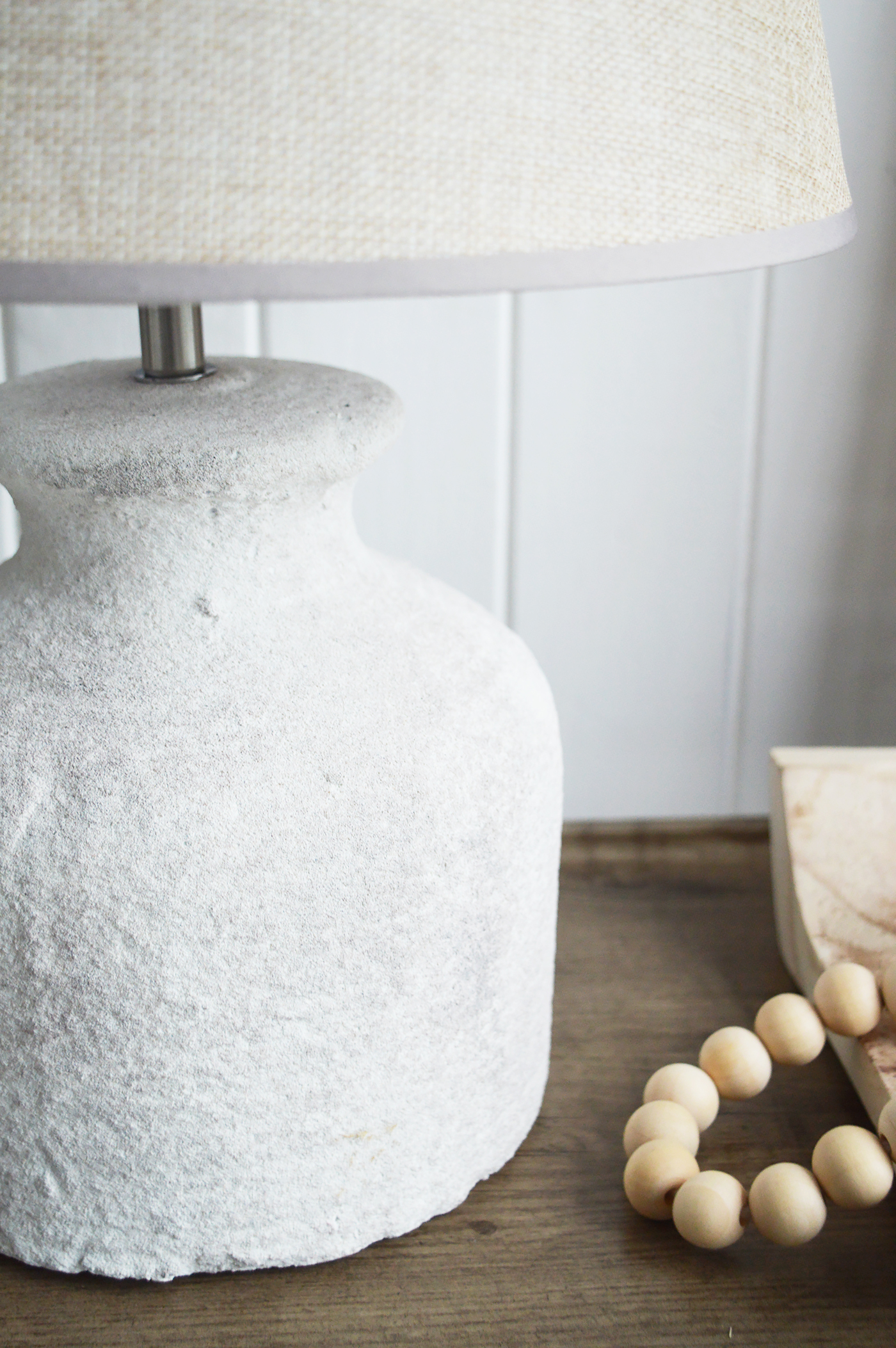Barnstead Pale Grey Stone Lamp from The White Lighthouse Furniture. A lovely table lamp for bedside table or living room or bedroom furniture. New England style table lamps for country, coastal, citu and farmhouse styled homes