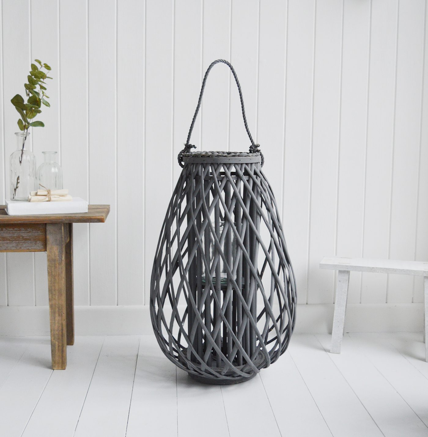 Large Dark Grey Lantern - New England Coastal & Country Furniture and Home Decor for beauriful homes. Hallway, Living Room Bedroom and Bathroom furniture