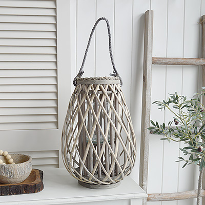 Grey Willow Lantern  - New England Coastal and Country Furniture and Home Decor for beauriful homes. Hallway, Living Room Bedroom and Bathroom furniture