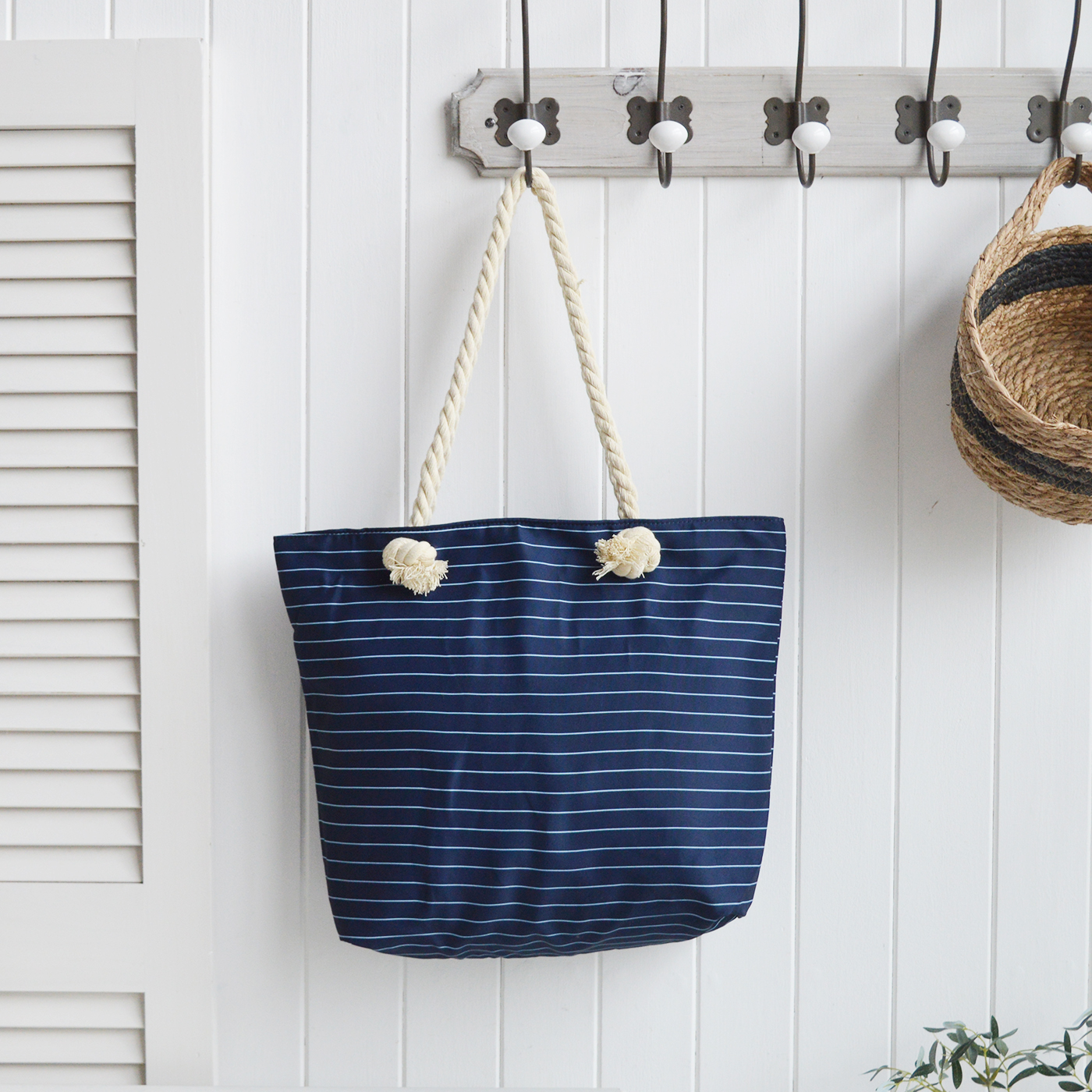 Nautical Coastal Furniture, lifestyle and accessories for the home. New England Lifestyle - Waterbury Navy Stripe Bag