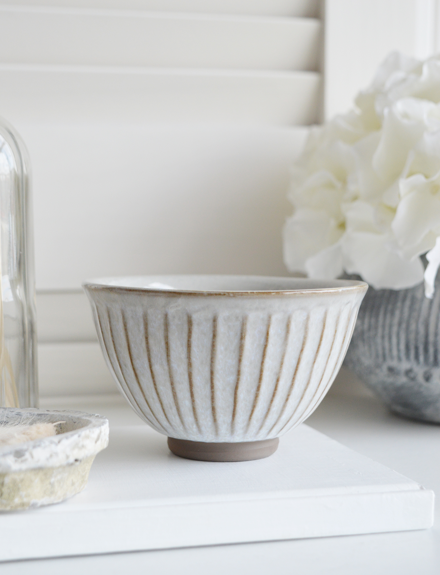 Madison Simple Grey  Ceramic Bowl from The White Lighthouse coastal, farmhouse New England and country furniture and home decor accessories UK for shelf, console and coffee table styling
