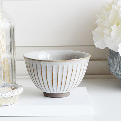 Madison Simple Grey  Ceramic Bowl from The White Lighthouse coastal, farmhouse New England and country furniture and home decor accessories UK for shelf, console and coffee table styling