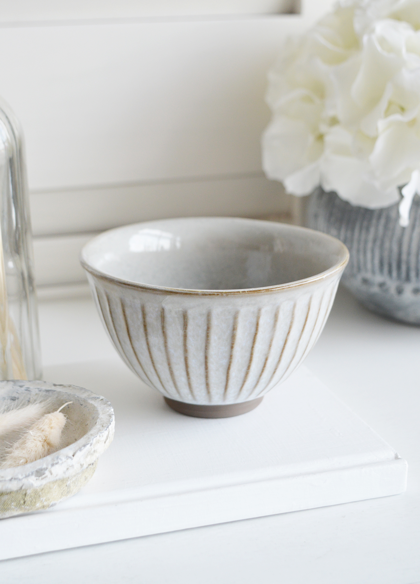 Madison Simple Grey  Ceramic Bowl from The White Lighthouse coastal, farmhouse New England and country furniture and home decor accessories UK for shelf, console and coffee table styling