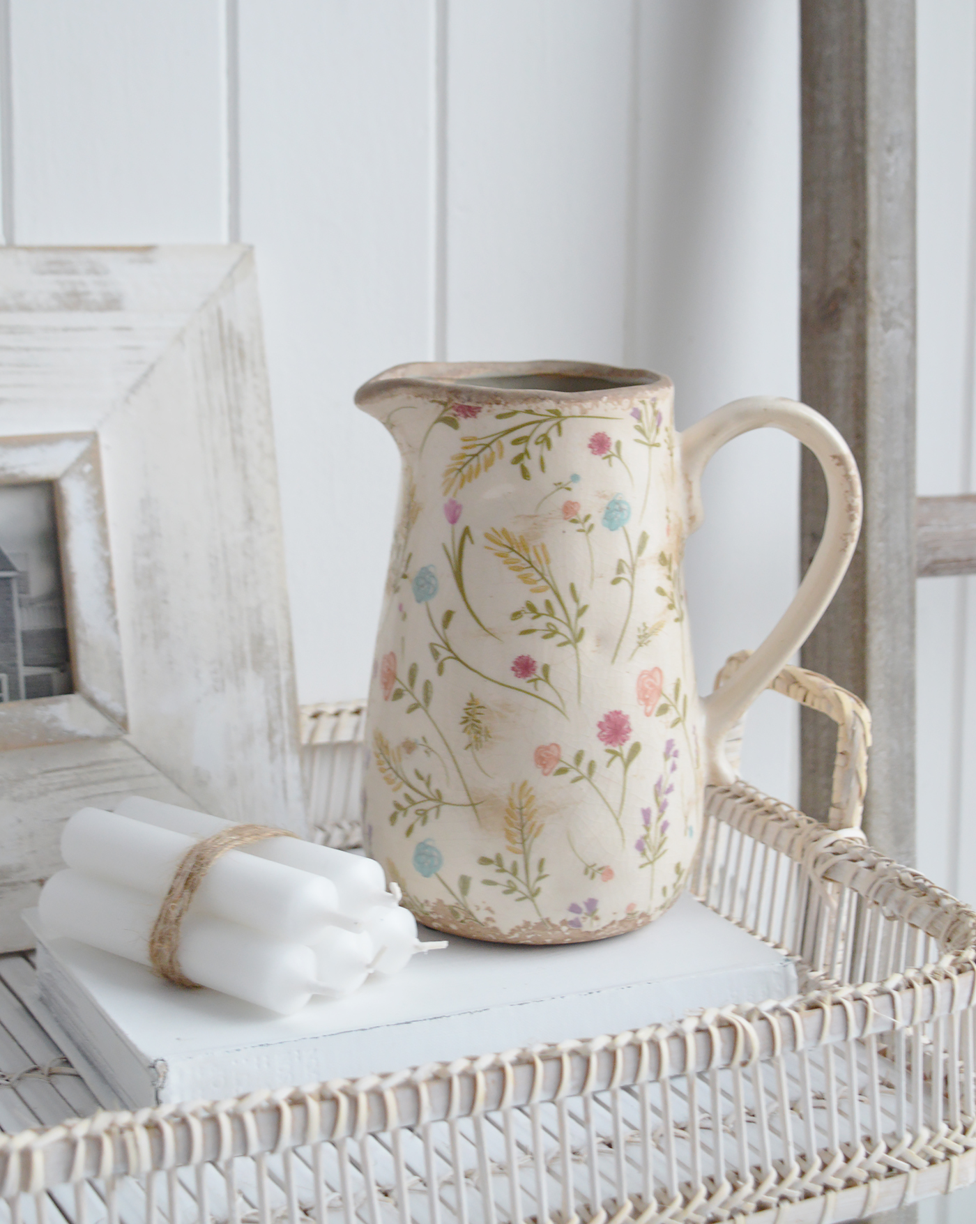 The marston range of floral vintaged ceramic, vase, jug and pots to style New England homes