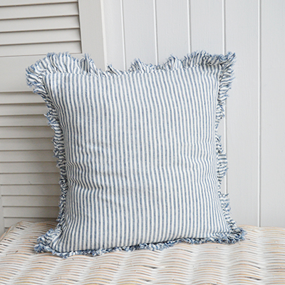 Rhode Island Striped Cushion Covers Linen Blends - New England, Hamptons, Modern Farmhouse and coastal cushions and interiors - navy stripe 