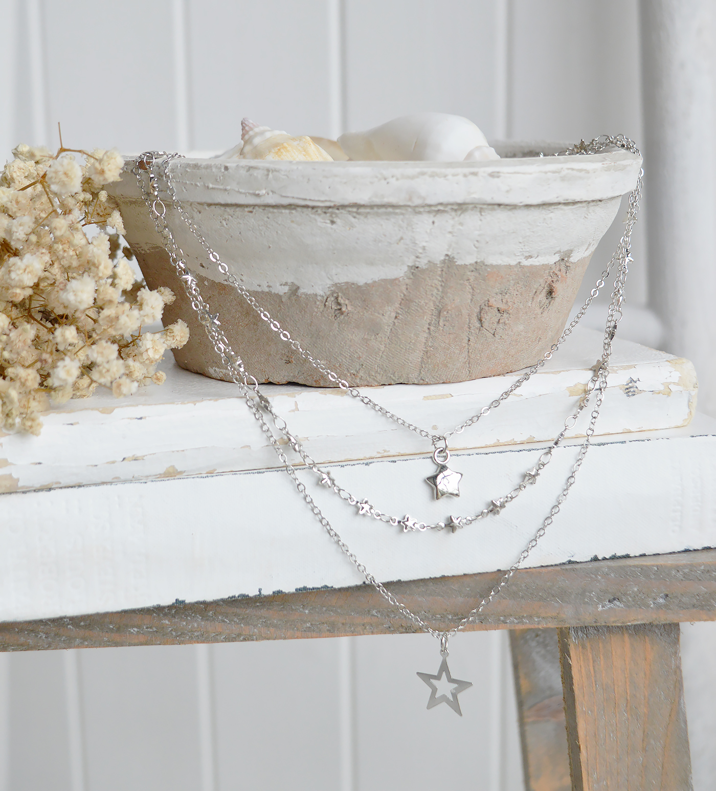 The White Lighthouse Layered Star Necklace captures the effortless charm of coastal lifestyle fashion jewellery.